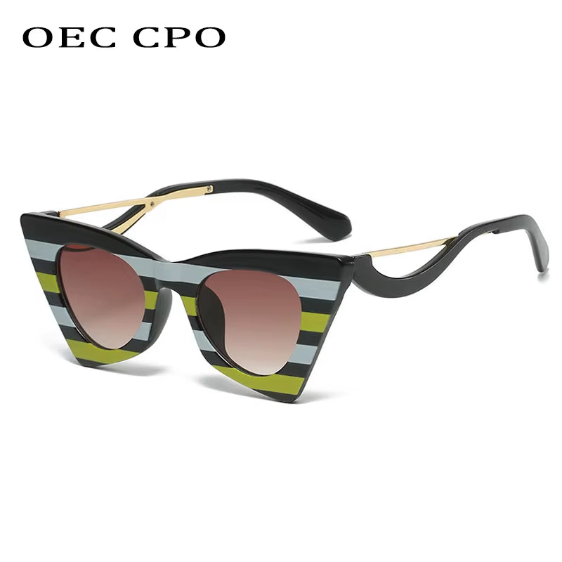 Stripe Cat Eye Sunglasses UV400