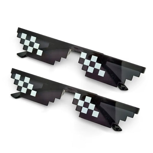 2Pcs Mosaic Sunglasses Cool Party Vintage Shades Eyewear for Men Pixelated Sunglasses Funny Women Glasses