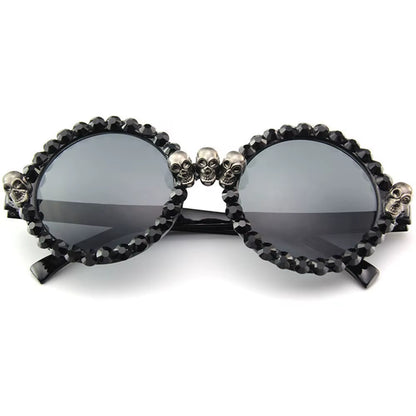 Gothic Skull Sunglasses Women Cat Eye Crystal Punk Sun Glasses Men Halloween Decoration Eyewear Black round Square Glasses New