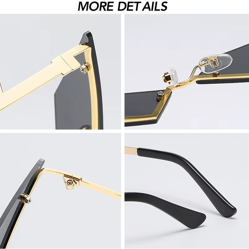 Irregular Cat Eye Frameless Sunglasses